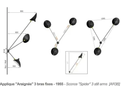 Editions Serge Mouille Spider Big Wall Lamp w/3 Fixed Arms af Serge Mouille><noscript><img width=