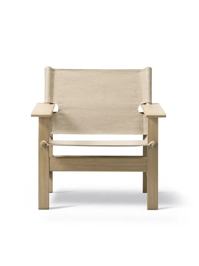 Fredericia Furniture The Canvas Chair, lys olieret eg natur canvas af Børge Mogensen> Loungestole|Lænestole