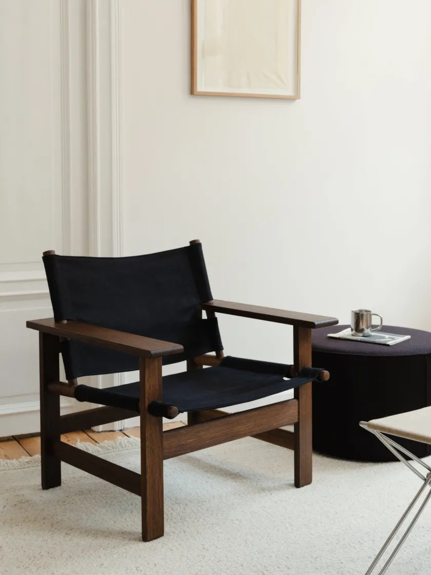 Fredericia Furniture The Canvas Chair, sæbebehandlet eg natur canvas af Børge Mogensen> Loungestole|Lænestole
