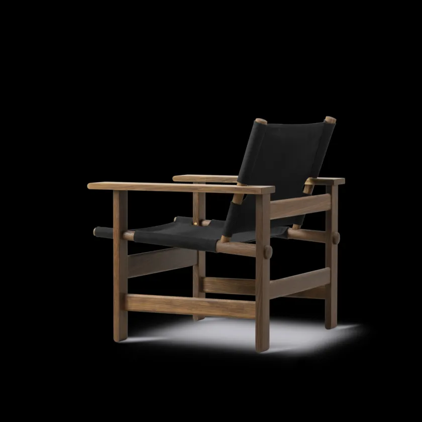 Fredericia Furniture The Canvas Chair, sortlakeret eg sort canvas af Børge Mogensen> Loungestole|Lænestole