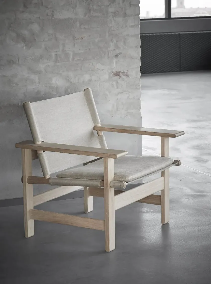 Fredericia Furniture The Canvas Chair, sortlakeret eg sort canvas af Børge Mogensen> Loungestole|Lænestole
