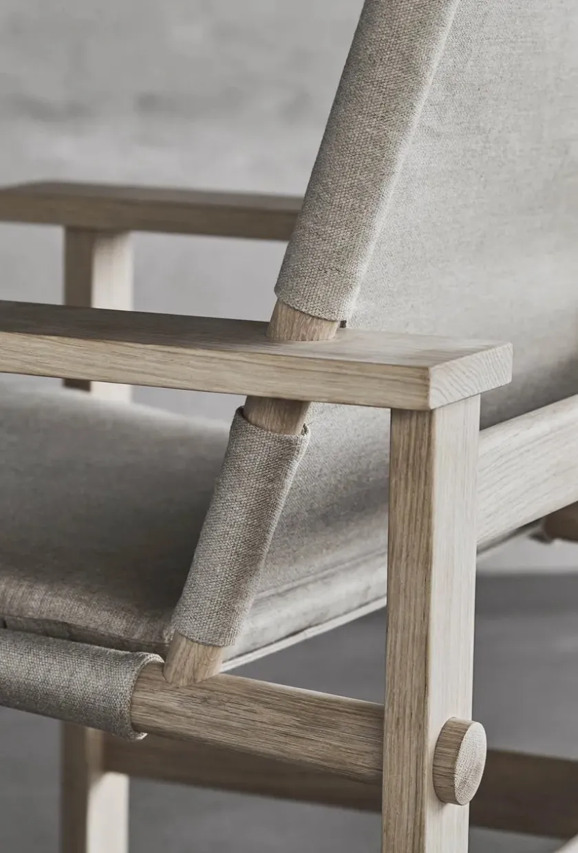 Fredericia Furniture The Canvas Chair, sortlakeret eg sort canvas af Børge Mogensen> Loungestole|Lænestole
