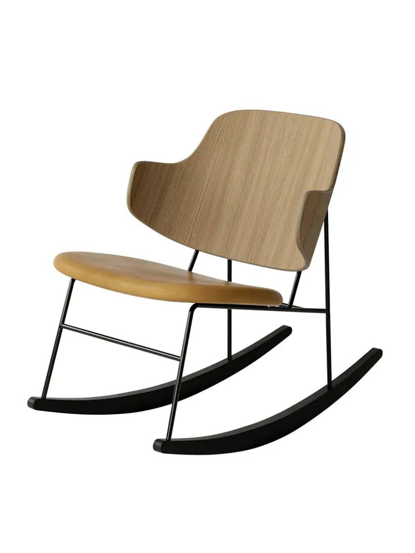 Audo Copenhagen The Penguin Rocking Chair, eg natur/dakar læder fra> Gyngestole