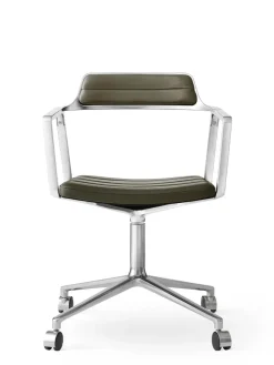 Vipp 452 Swivel Chair m/hjul, bosco grøn læder fra> Kontorstole