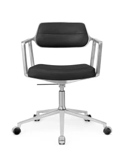 Vipp 453 Swivel+ Chair m/hjul, sort læder fra> Kontorstole