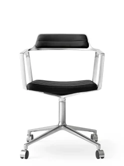 Vipp 452 Swivel Chair m/hjul, sort læder fra> Kontorstole
