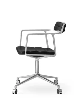 Vipp 452 Swivel Chair m/hjul, sort læder fra> Kontorstole