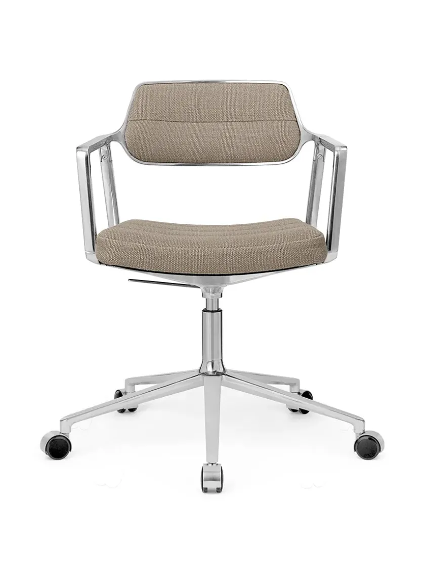 Vipp 453 Swivel+ Chair m/sort stel & hjul, sort læder fra> Kontorstole