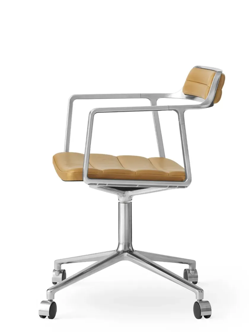 Vipp 452 Swivel Chair m/sort stel & hjul, sort læder fra> Kontorstole
