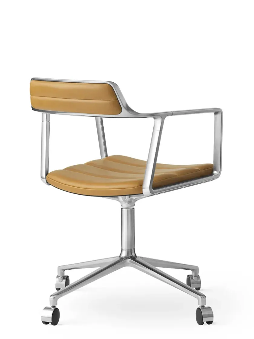 Vipp 452 Swivel Chair m/sort stel & hjul, sort læder fra> Kontorstole