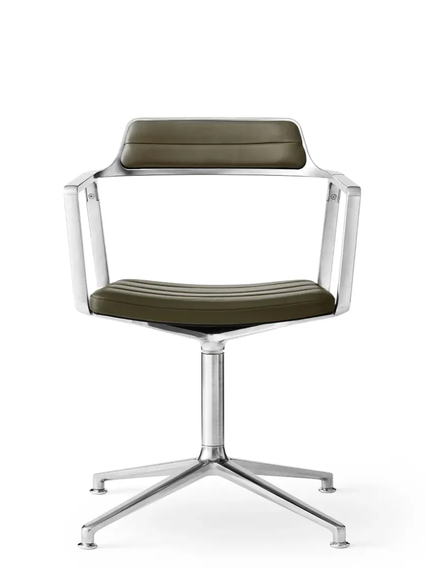 Vipp 452 Swivel Chair m/sort stel, sort læder fra> Spisebordsstole