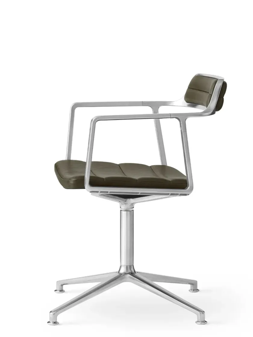 Vipp 452 Swivel Chair m/sort stel, sort læder fra> Spisebordsstole