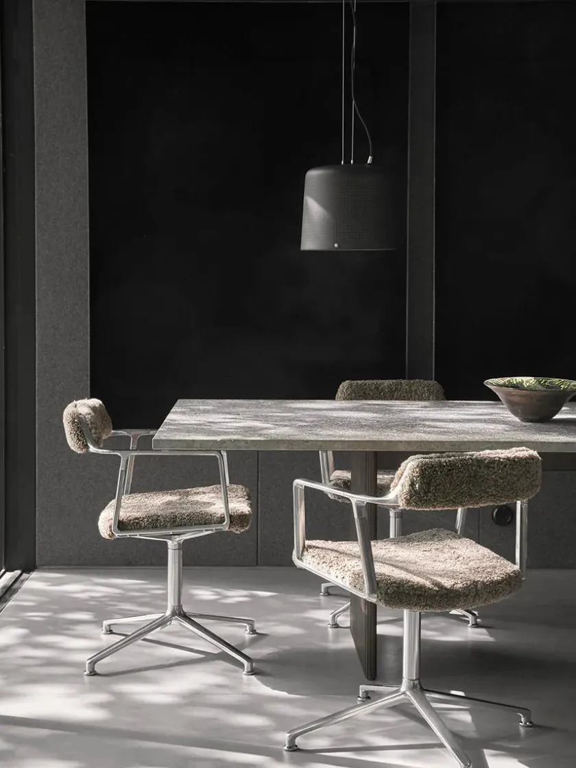 Vipp 452 Swivel Chair m/sort stel, sort læder fra> Spisebordsstole