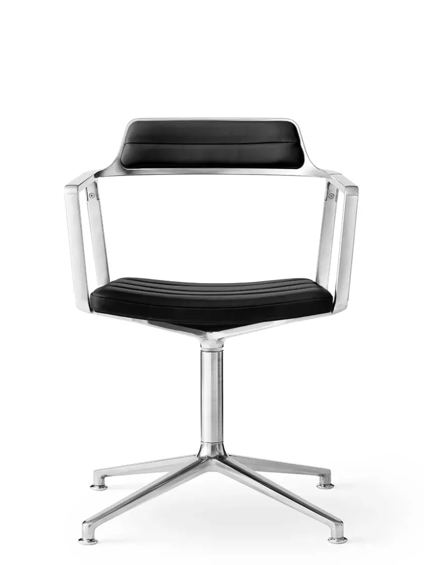 Vipp 452 Swivel Chair m/sort stel, sort læder fra> Spisebordsstole