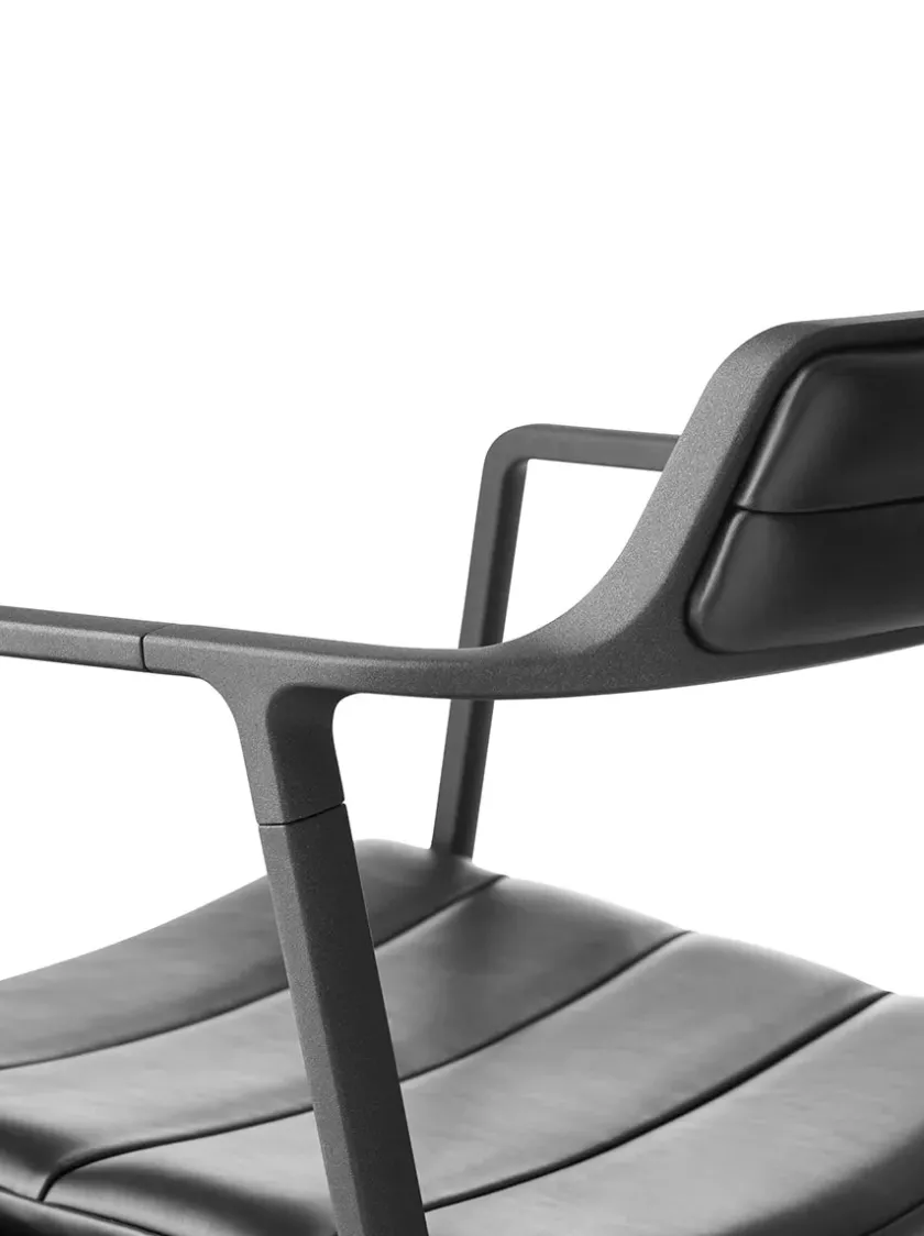 Vipp 452 Swivel Chair m/sort stel, sort læder fra> Spisebordsstole