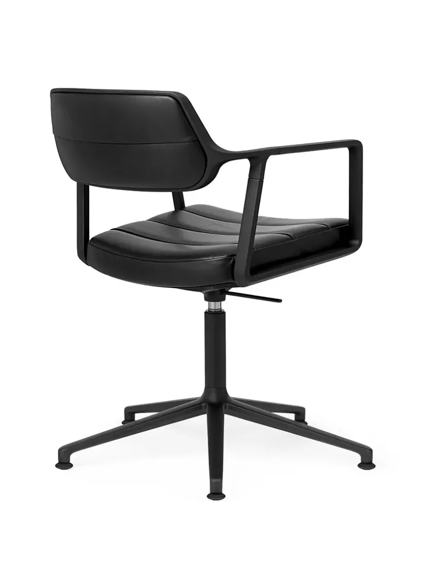 Vipp 453 Swivel+ Chair m/sort stel, sort læder fra> Kontorstole