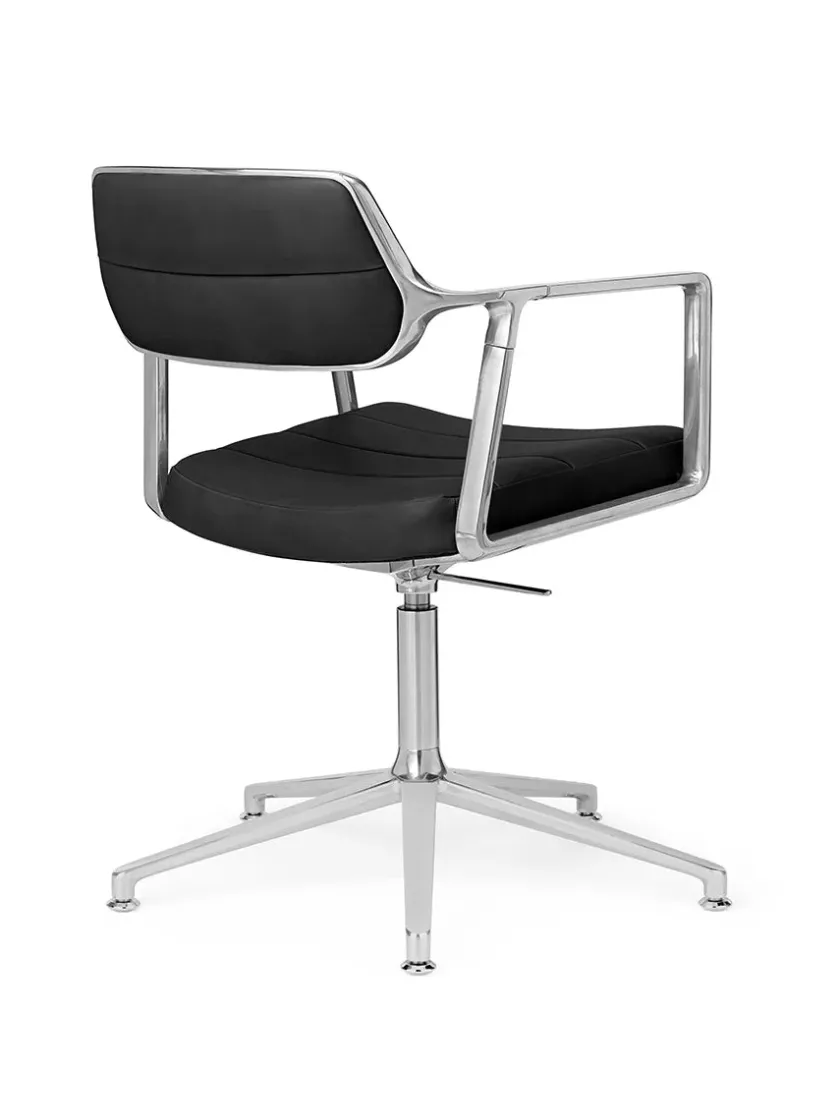 Vipp 453 Swivel+ Chair m/sort stel, sort læder fra> Kontorstole