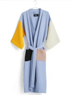 HAY Waffle Badekåbe, dusty blue multi fra> Tøj|Badeværelsestekstiler