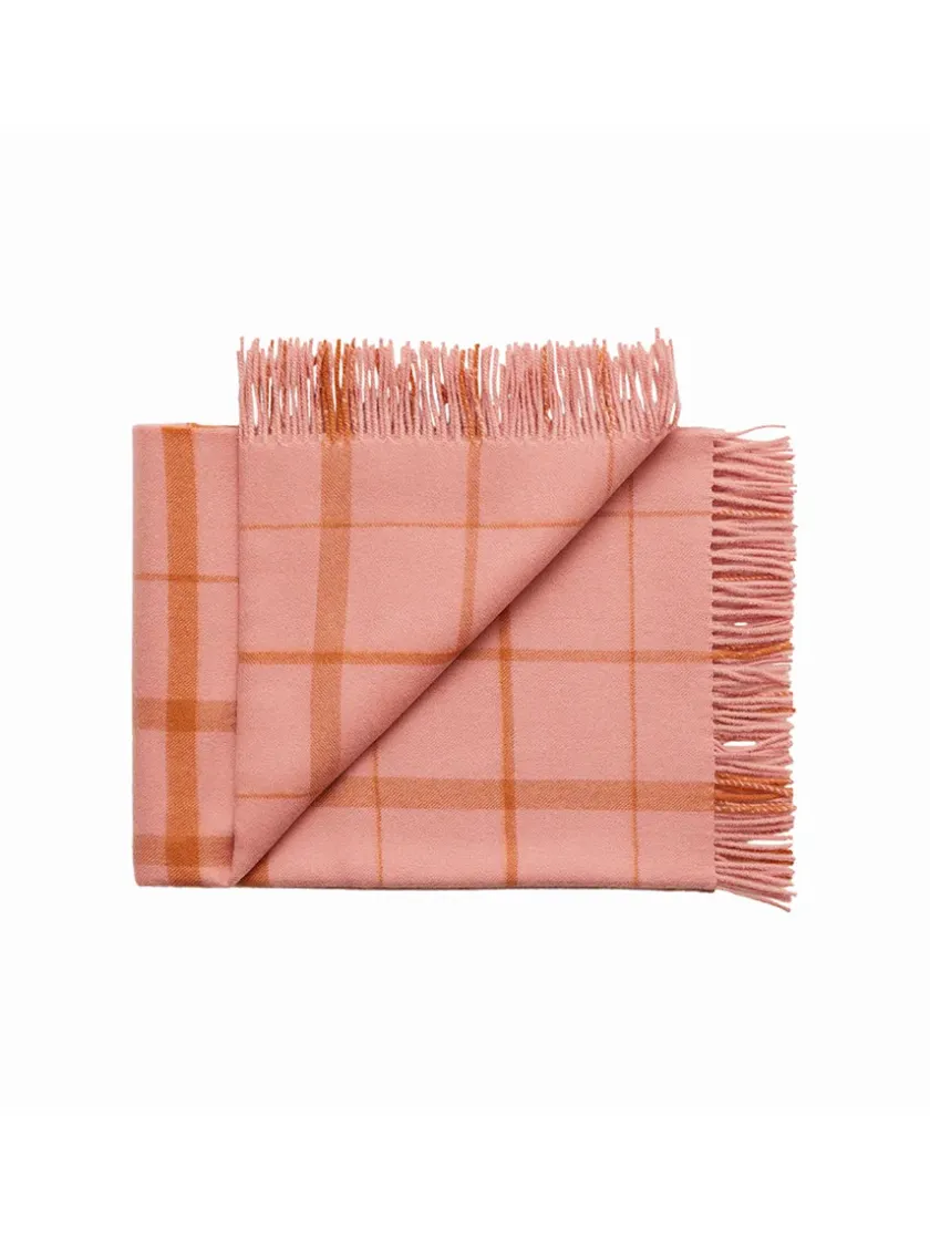 Silkeborg Uldspinderi Warp & Weft Plaid, coral/amber fra> Puder Og Plaider