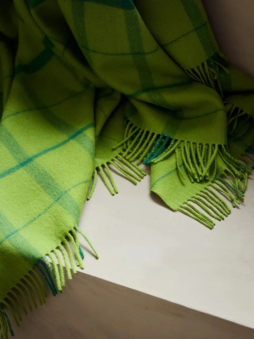 Silkeborg Uldspinderi Warp & Weft Plaid, coral/amber fra> Puder Og Plaider