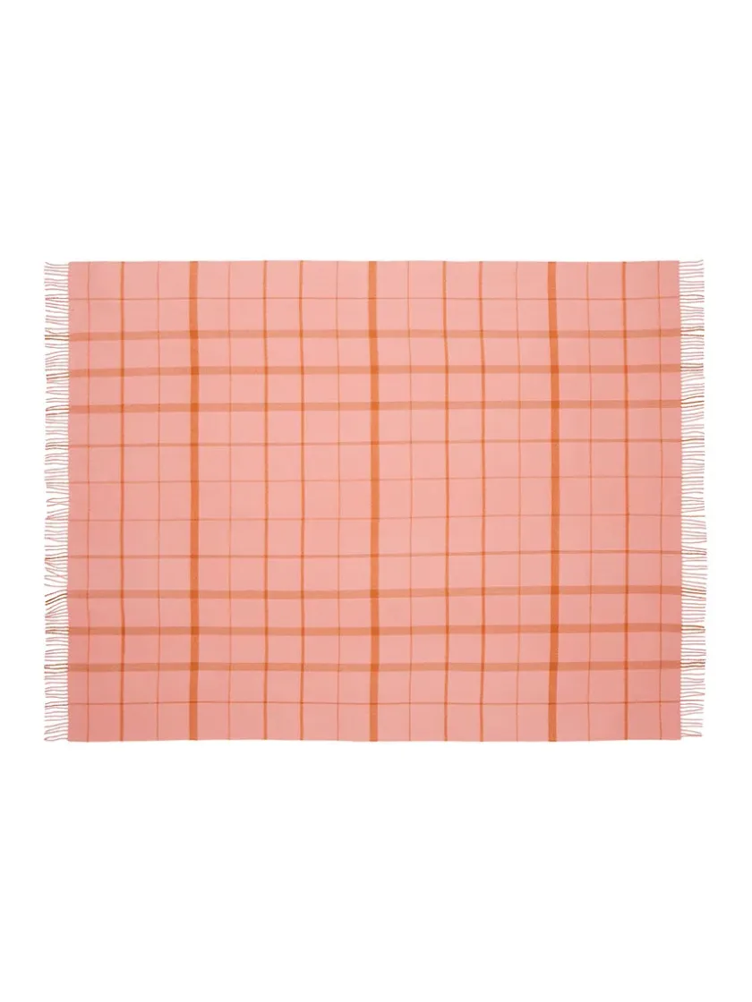 Silkeborg Uldspinderi Warp & Weft Plaid, coral/amber fra> Puder Og Plaider