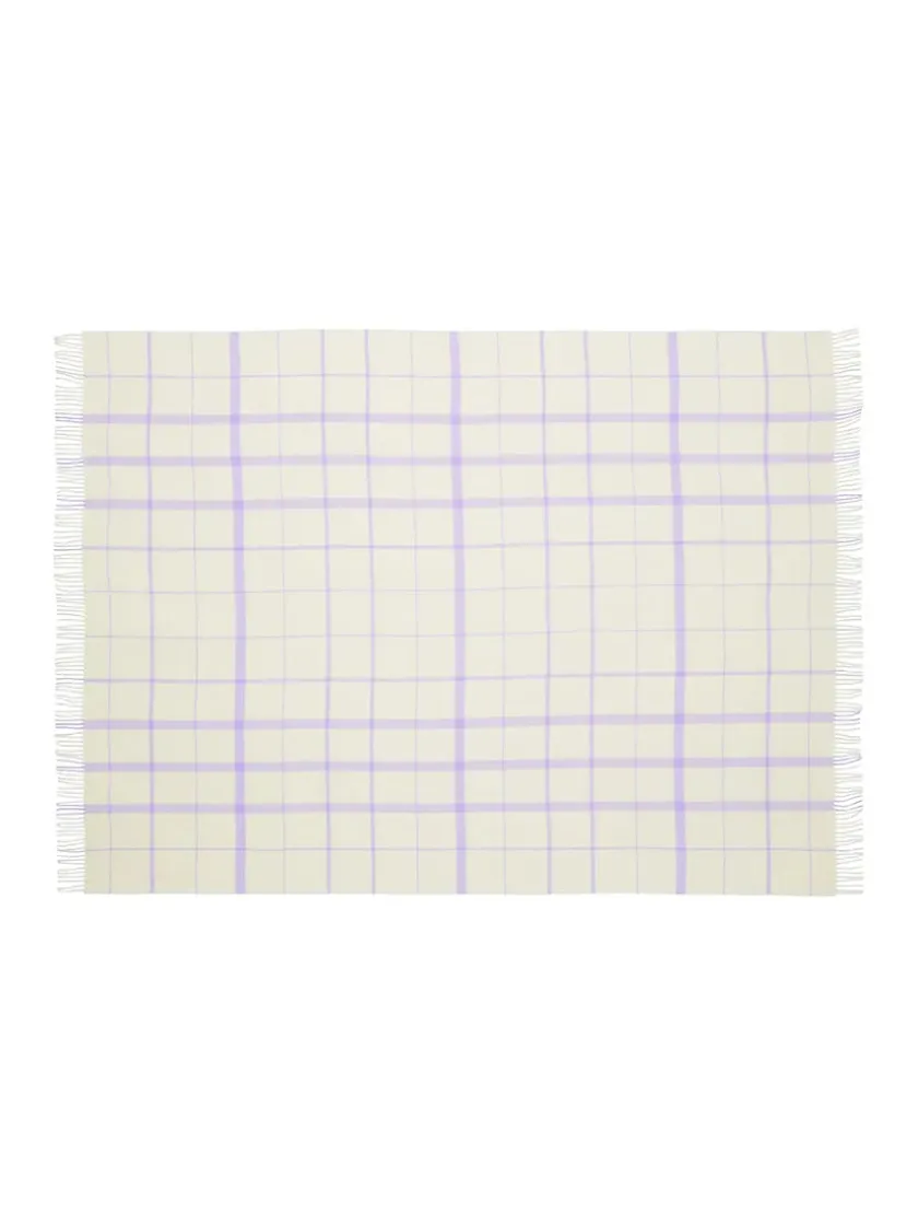 Silkeborg Uldspinderi Warp & Weft Plaid, raw white/lilac fra> Puder Og Plaider