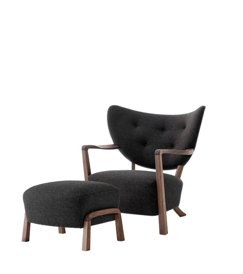 &Tradition Wulff lænestol inkl. skammel, - Sheepskin Moonlight fra> Lænestole