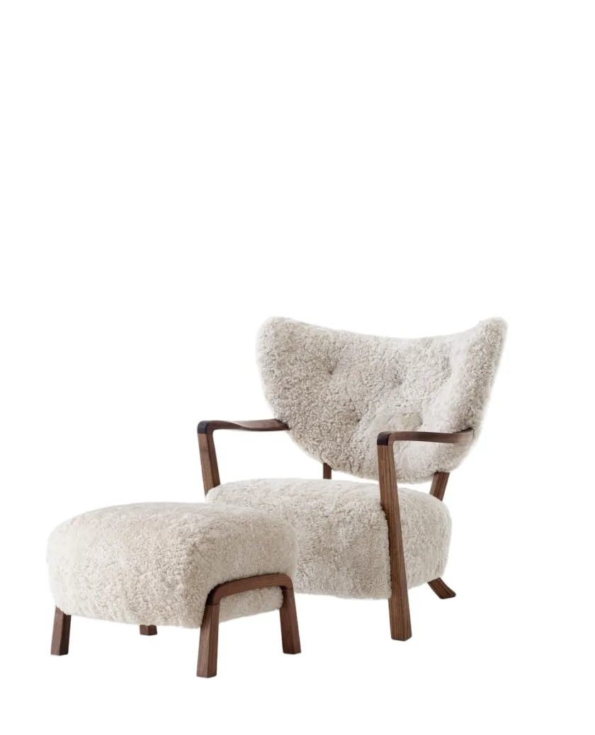 &Tradition Wulff lænestol inkl. skammel, - Sheepskin Moonlight fra> Lænestole