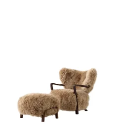 &Tradition Wulff lænestol inkl. skammel - Sheepskin Honey fra> Lænestole