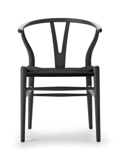 Carl Hansen & Søn Y-stol CH24 Soft Black med sort flet af Hans J. Wegner><noscript><img width=