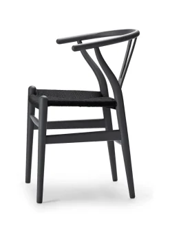 Carl Hansen & Søn Y-stol CH24 Soft Black med sort flet af Hans J. Wegner><noscript><img width=