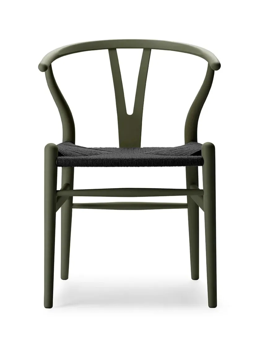 Carl Hansen & Søn Y-stol CH24 Soft Green med sort flet af Hans J. Wegner> Spisebordsstole