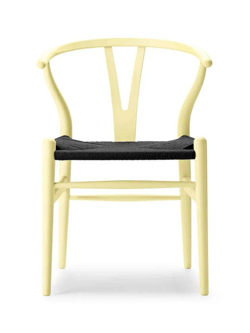 Carl Hansen & Søn Y-stol CH24 Soft Orange Red med sort flet af Hans J. Wegner> Spisebordsstole