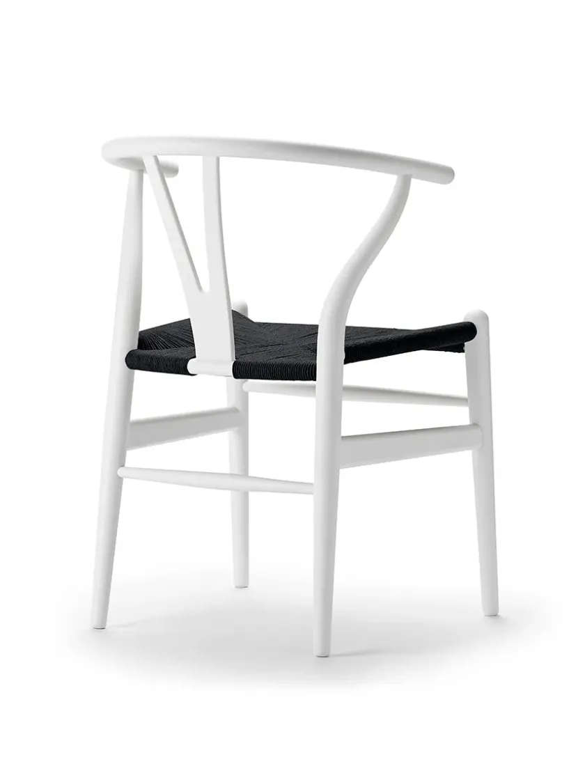Carl Hansen & Søn Y-stol CH24 Soft Orange Red med sort flet af Hans J. Wegner> Spisebordsstole