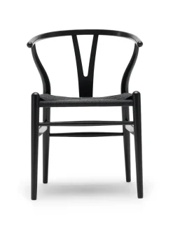 Carl Hansen & Søn Y-stol CH24, sort eg med sort flet af Hans J. Wegner> Spisebordsstole