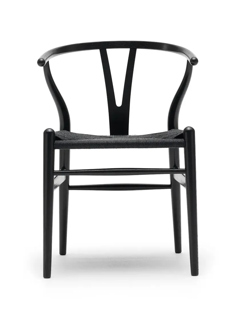 Carl Hansen & Søn Y-stol CH24, sort eg med sort flet af Hans J. Wegner> Spisebordsstole