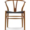 Carl Hansen & Søn Y-stol CH24, Valnød lak med sort flet af Hans J. Wegner> Spisebordsstole