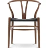 Carl Hansen & Søn Y-stol CH24, Valnød olie med sort flet af Hans J. Wegner> Spisebordsstole